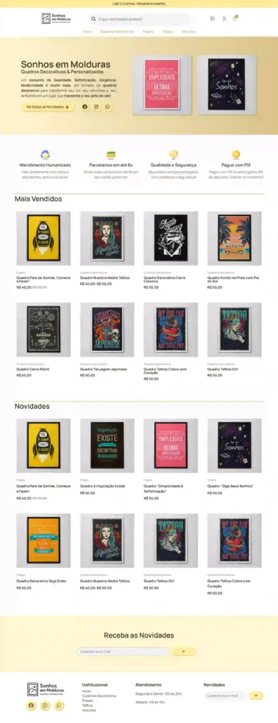 Loja virtual-Sonhos em molduras